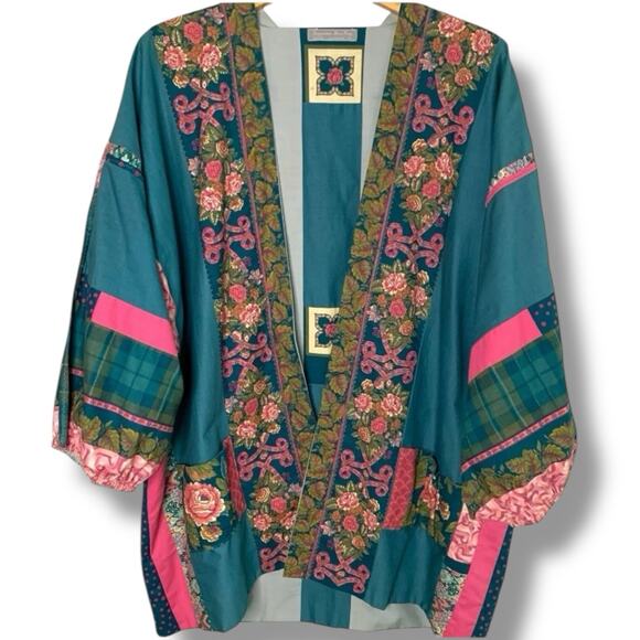 Vng Original Suzanne MacKay Reversible Patchwork Kimono L/XL Sautee Nacoochee GA - Picture 2 of 8